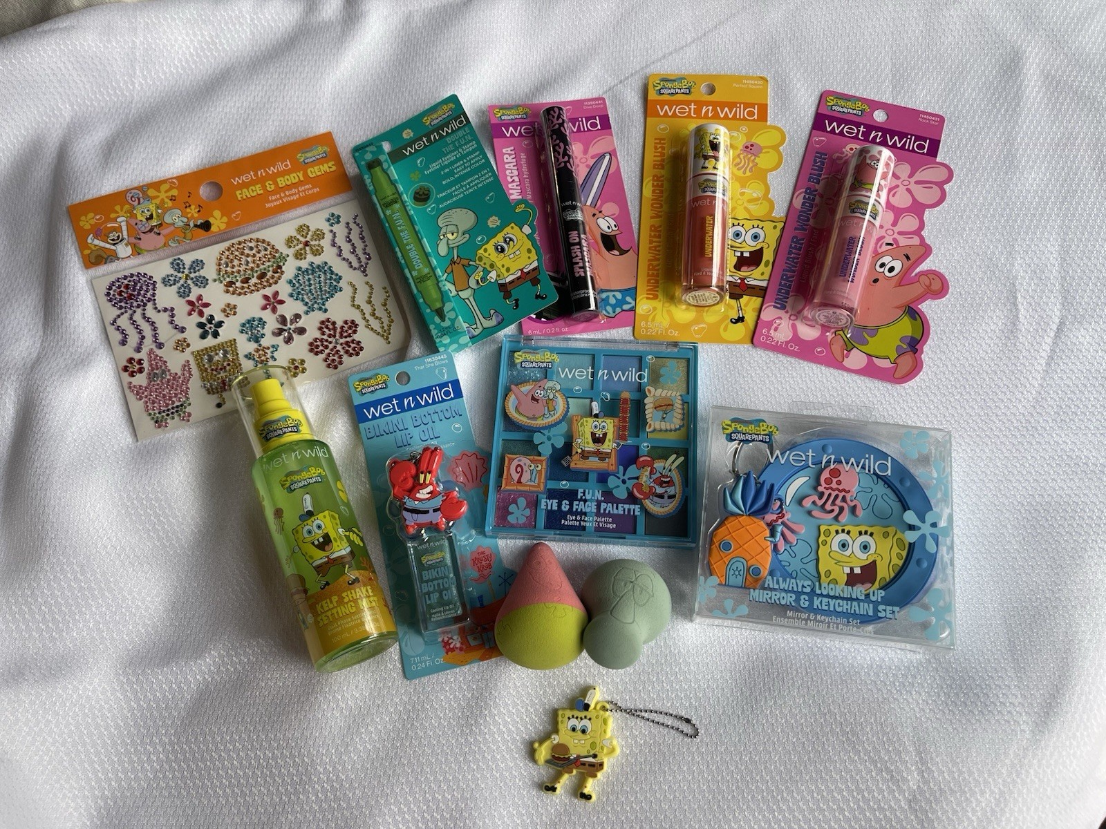 SpongeBob x Wet n Wild Makeup Lot Gloss Palette Mascara Mirror Eyeliner Sponge