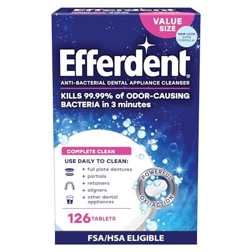 Efferdent Denture Cleanser Tablets – 126 Count – Retainer & Aligner Cleaner