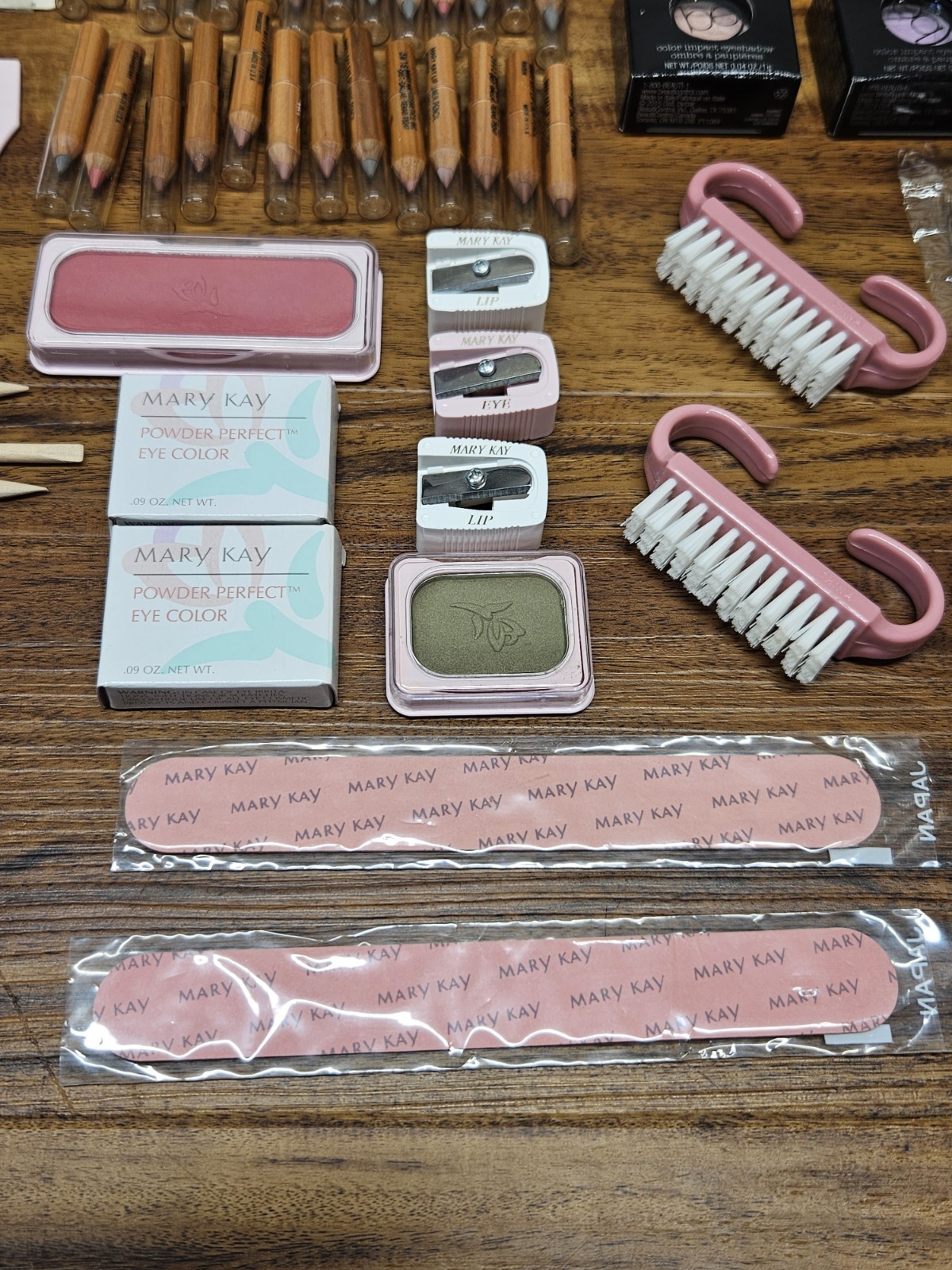 Large Lot Mary Kay Samples Lips Eyes Nails Demonstrator Items Sharpeners Makeup