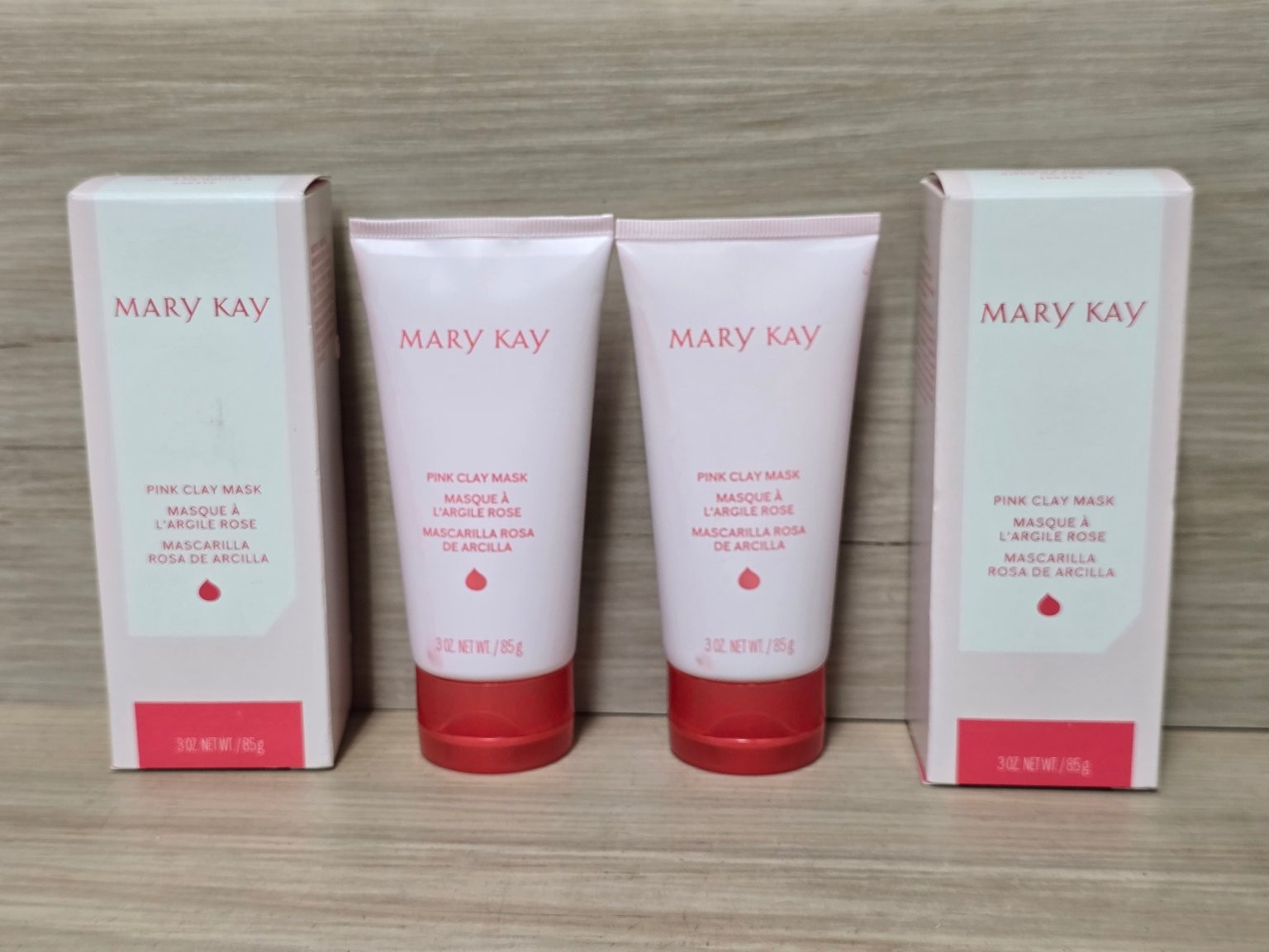 Mary Kay Pink Clay Mask Skincare Lot of 2 3oz Tubes For Dry to Oily Skin