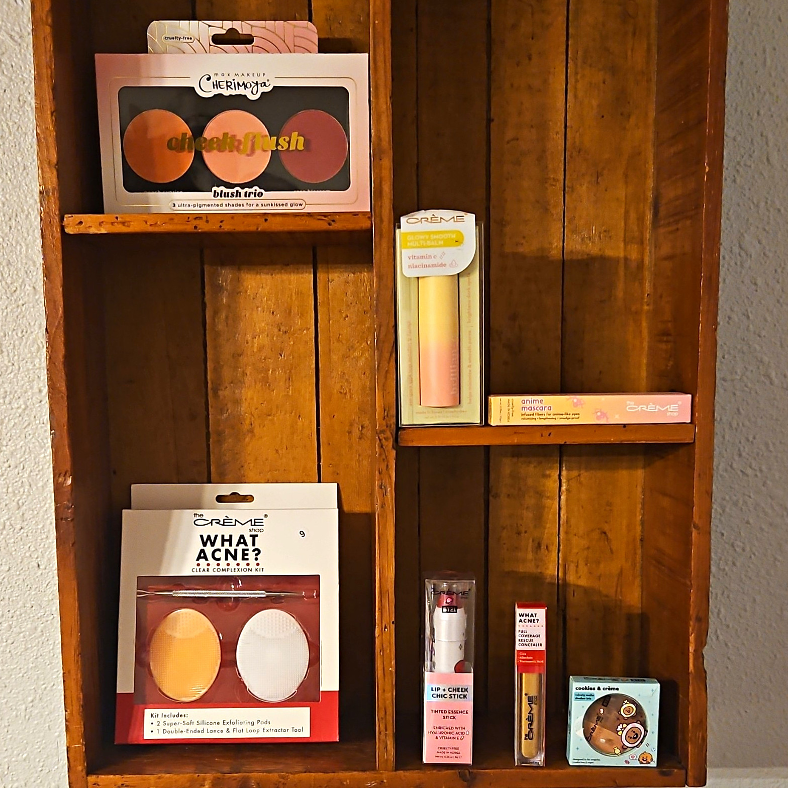 Cherimoya + The Crème Shop Cruelty-Free Makeup Lot: Blush Trio, Balm, Mascara