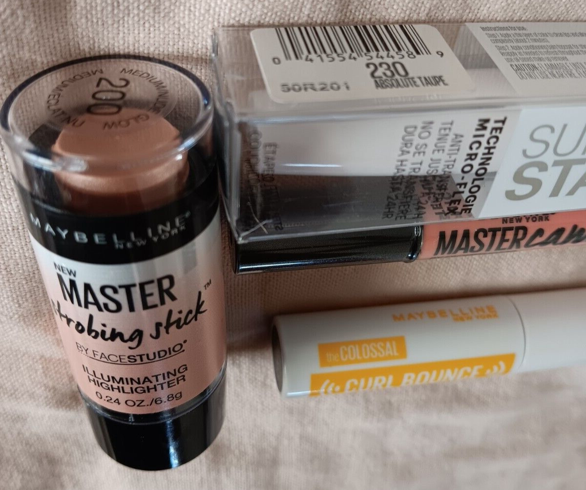 Maybelline Highlighter Mascara Color Correcting Pens Taupe 24 HR Lip Color Lot