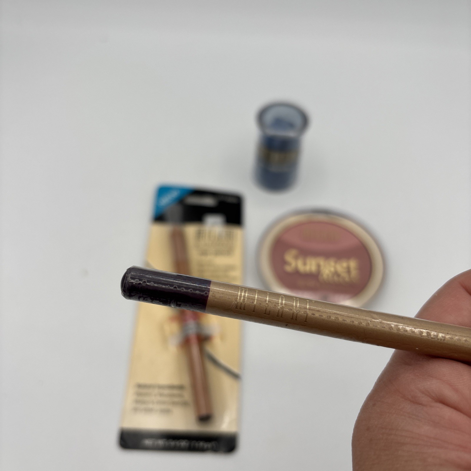 MILANI Lot 5 Eyes Shadow Blush Bronzer Purple Eye Pencil Blue Eye Shadow Powder