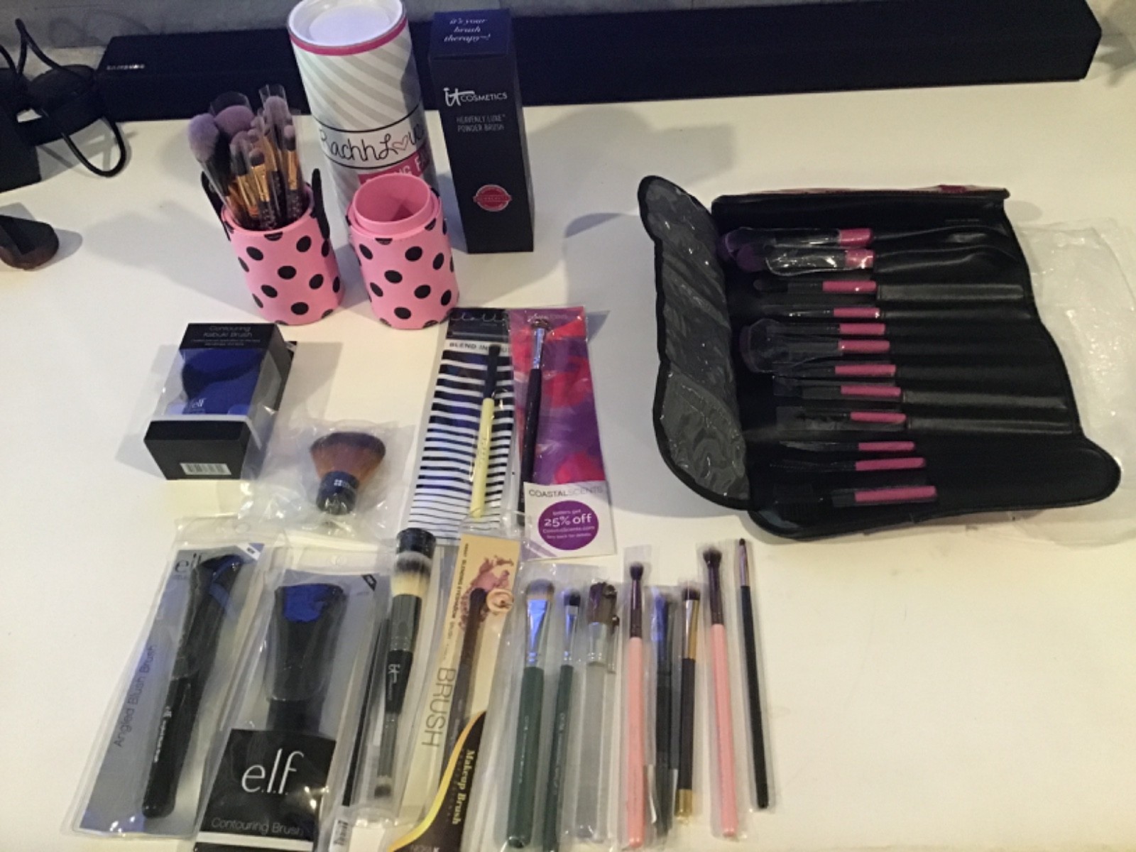 New Large Mixed Makeup Brush Lot bhcosmetics ELF it cosmetics