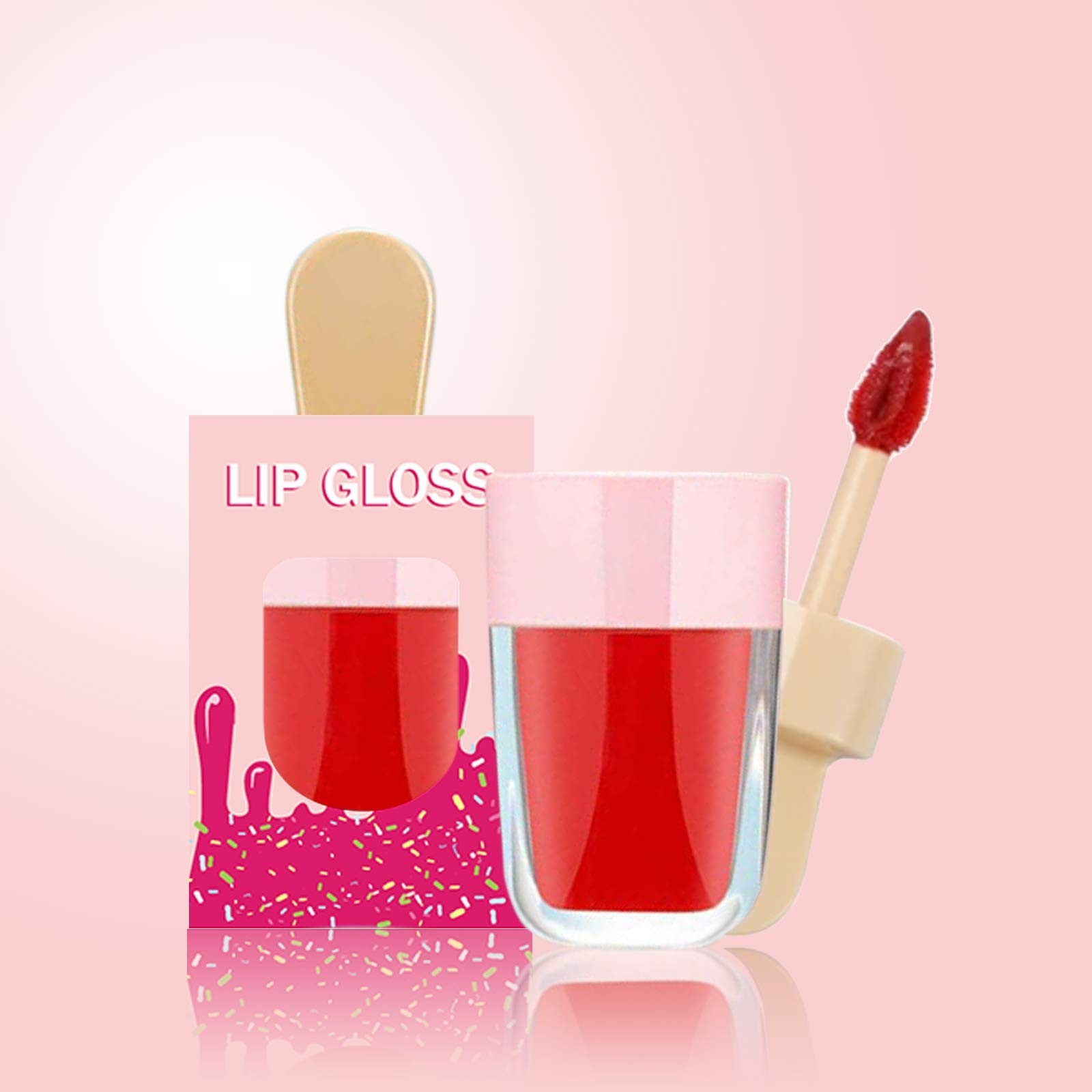 15 Pack Lip Gloss Tubes with Packaging Boxes,Pink Ice-cream Shaped Lipgloss T…