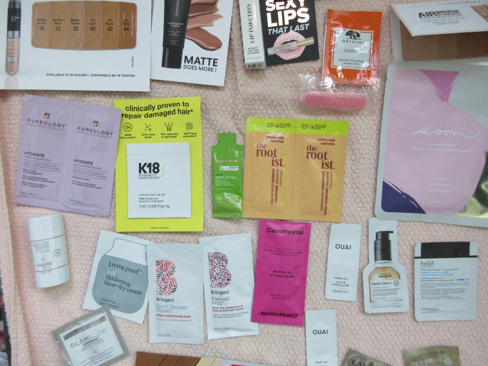 MEGA SIZED LOT OF 37 BEAUTY SAMPLES NAKERY, DIOR, HAIR, FOUNDATION SKINCARE