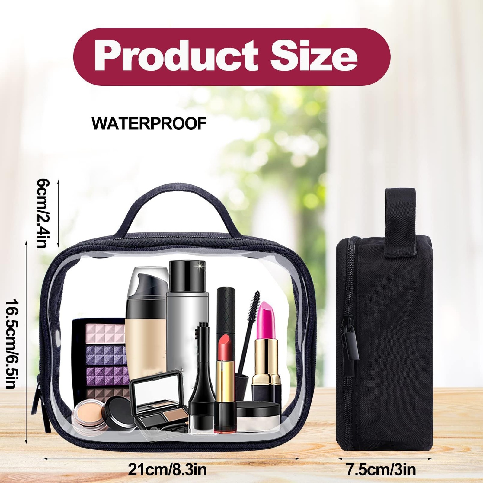 3Pack Clear Makeup Bags,Clear Toiletry Bag with Zipper Handle,PVC Translucent…