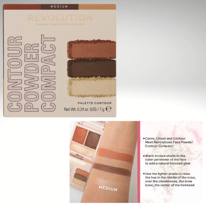 NEW Revolution 3 Pieces Baked Highlighter | Contour Compact | Conceal and Defend