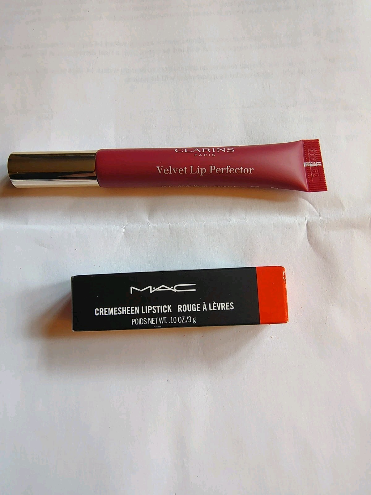 Lot Of 2 New Makeup Cosmetics MAC Cremesheen Lipstick Clarins Lip Perfector