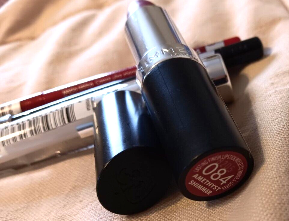 Rimmel London Lot Berry Lipstick Clear Lip Gloss Black Eye Red Diva Lip Liner