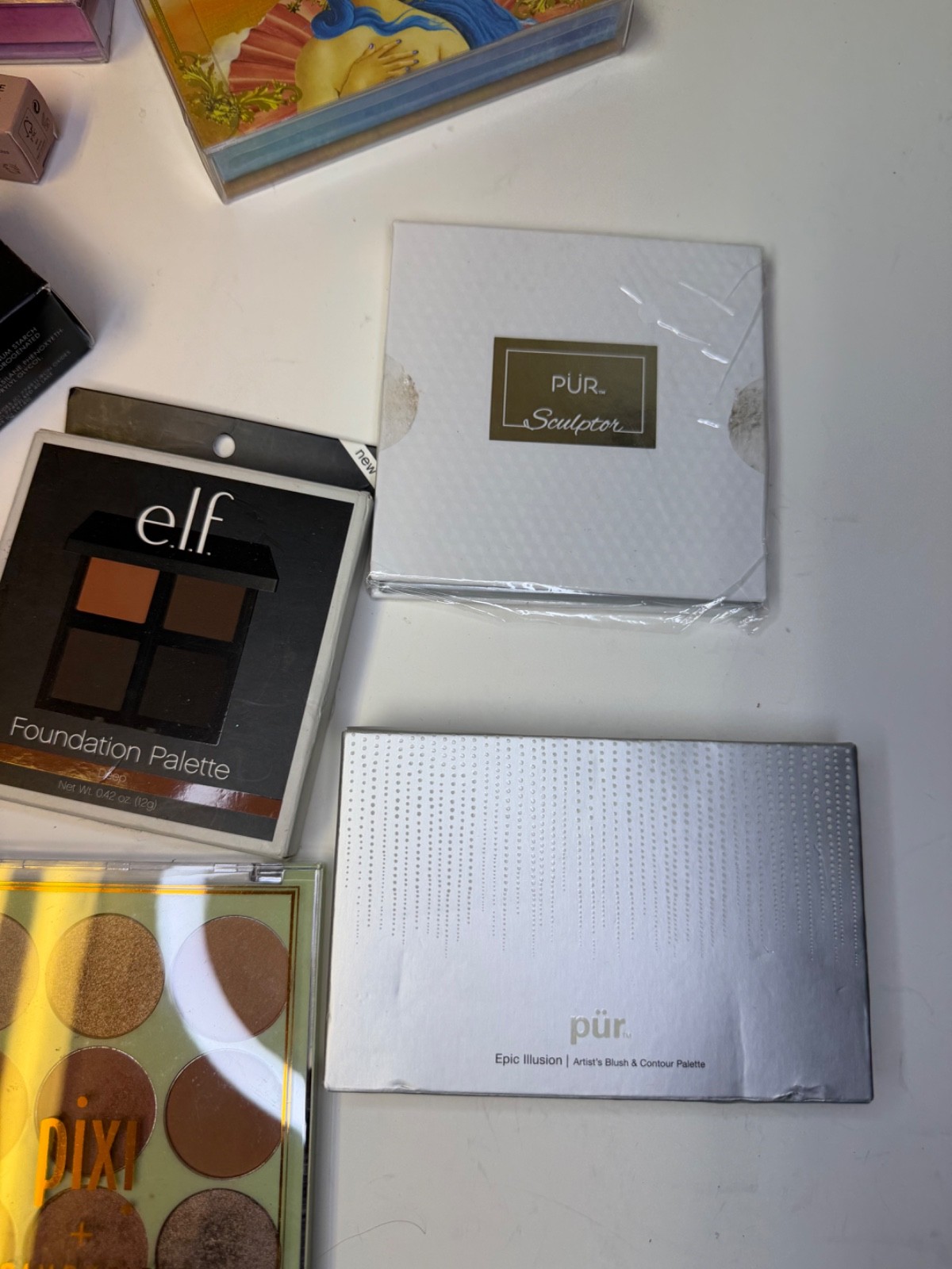 Large Makeup Bundle Lot Eyeshadow Palettes ColourPop PUR Lime Crime Pixi ELF & M
