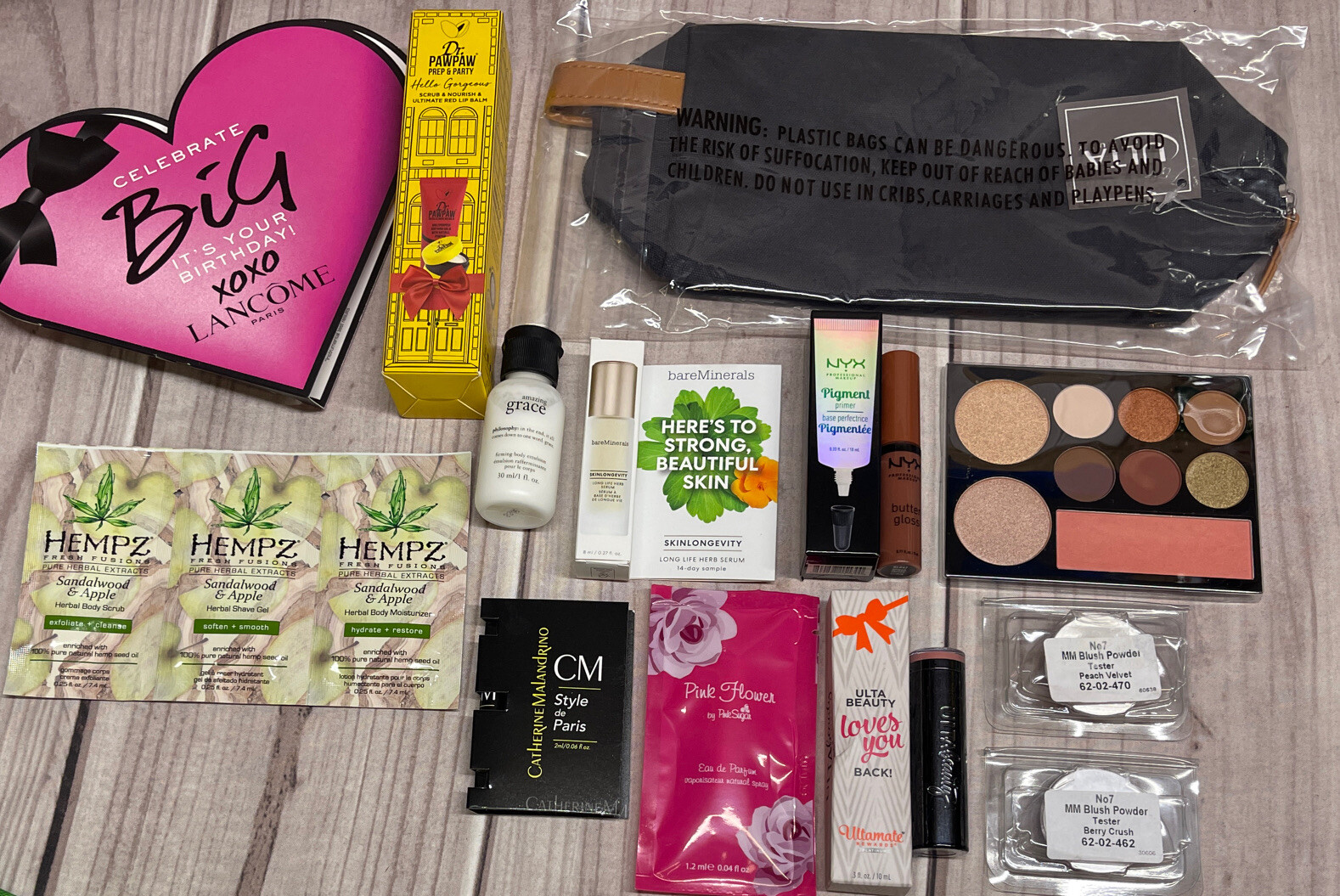 Lot of 15 Makeup Cosmetic Items Lancome Dr Pawpaw Bareminerals No 7 NYX + More