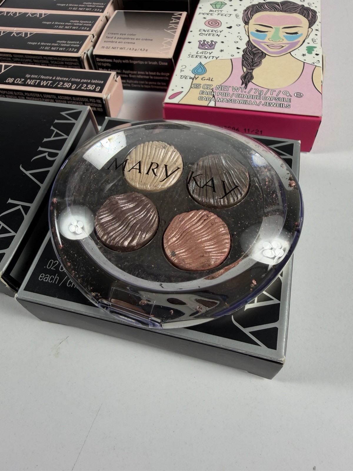 Lot of 16 Mary Kay Products – Matte Lipstick, Powder, Nail Lacquer, Cream – NOS
