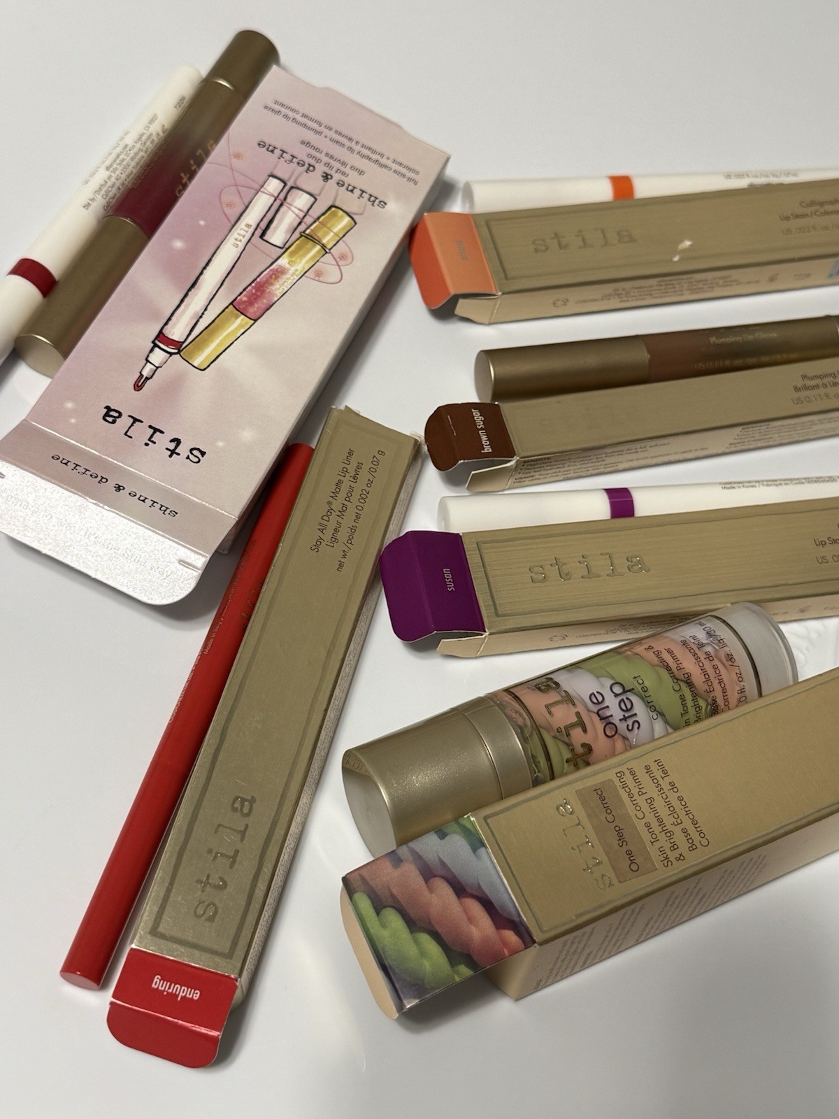 Stila Makeup Bundle Lot Lippies & One Step Correct