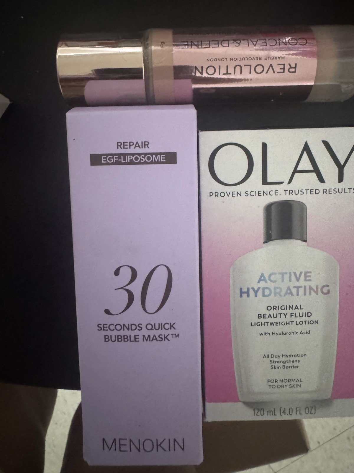 Assorted Olay Active Hydrating 120mL + Menokin Bubble Mask + Concealer