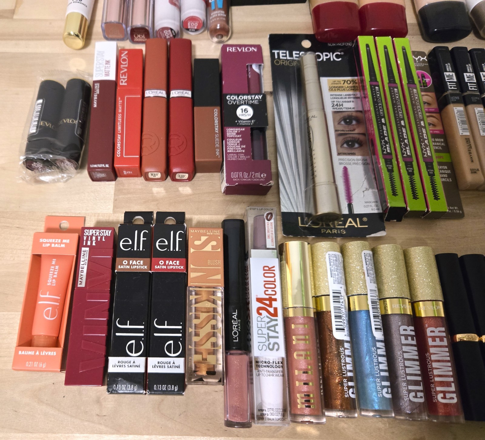 100 Pc Mixed Makeup Wholesale Lot – Revlon Elf Maybelline L’Oreal Milani Nyx