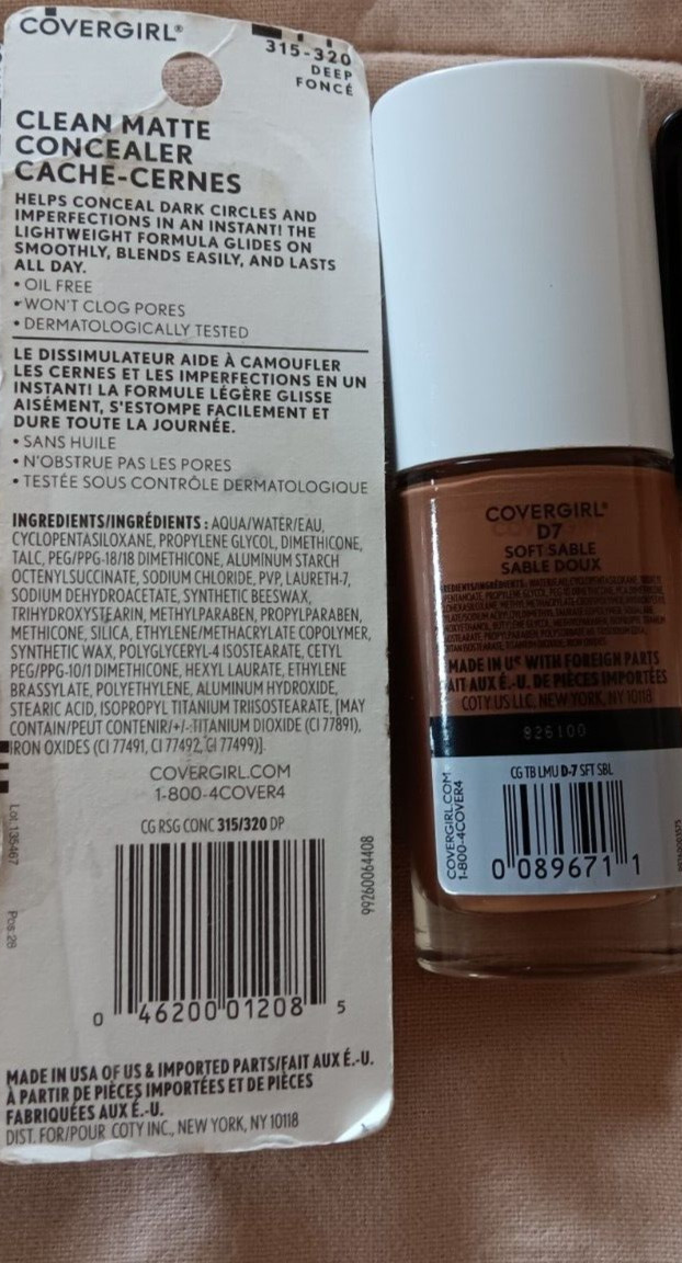 Covergirl #315-320 Deep Clean Concealer Soft Sable D6 D7 Trublend Foundation Lot