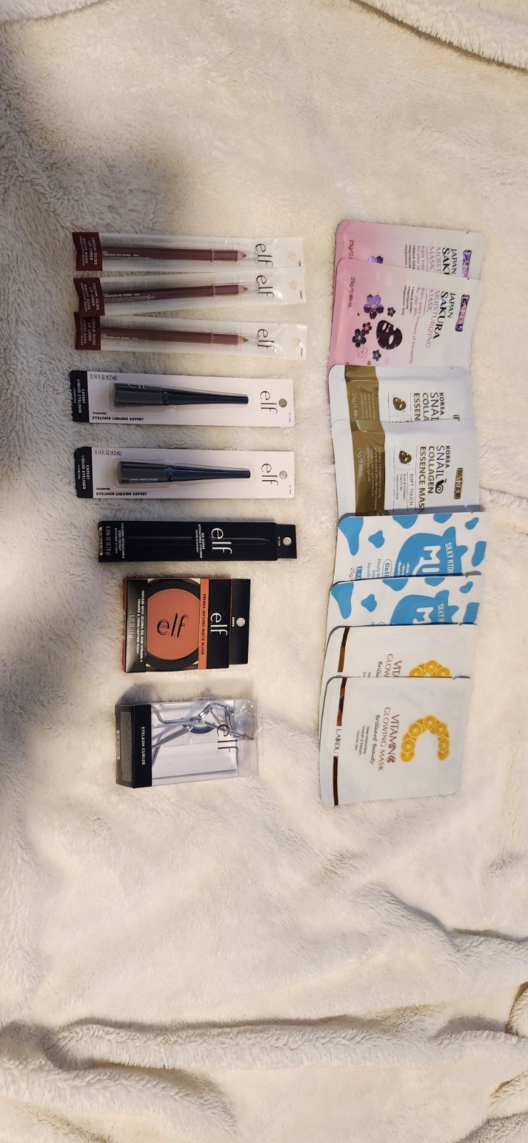 ELF Cosmetics & Laikou Moisturizing Facial Masks- 16pc Lot (Full Size)