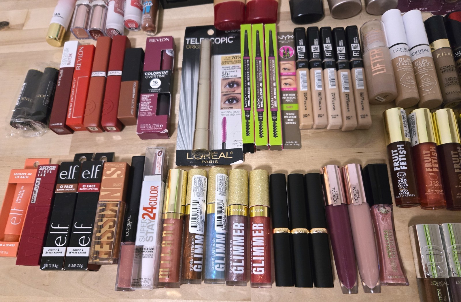 100 Pc Mixed Makeup Wholesale Lot – Revlon Elf Maybelline L’Oreal Milani Nyx