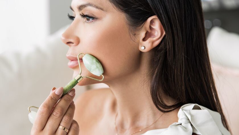 Jade Stone Face Roller and Gua Sha Set Facial Treatment Skin Care Regimen Tool