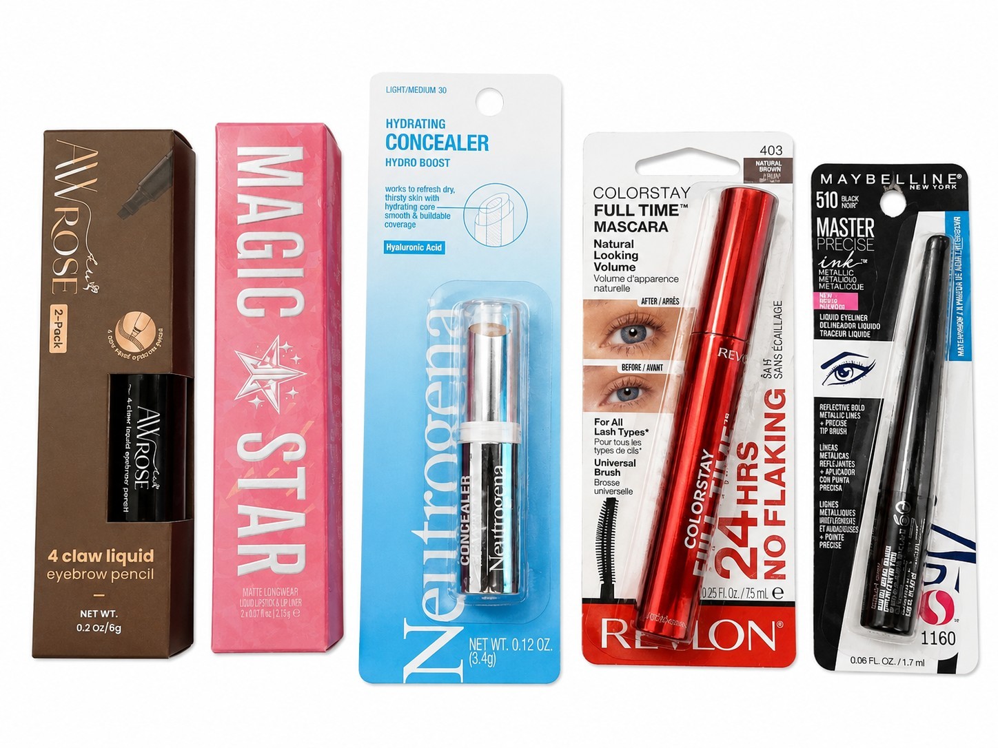 New Sealed 5 Pc Beauty Bundle Revlon Maybelline Neutrogena Magic Star Makeup Lot