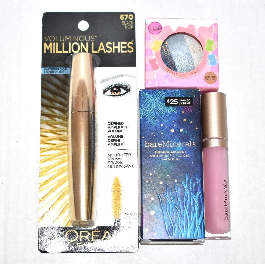 L’Oreal Voluminous Million Lashes 670 Mascara Bare Minerals Lip Gloss Makeup Lot