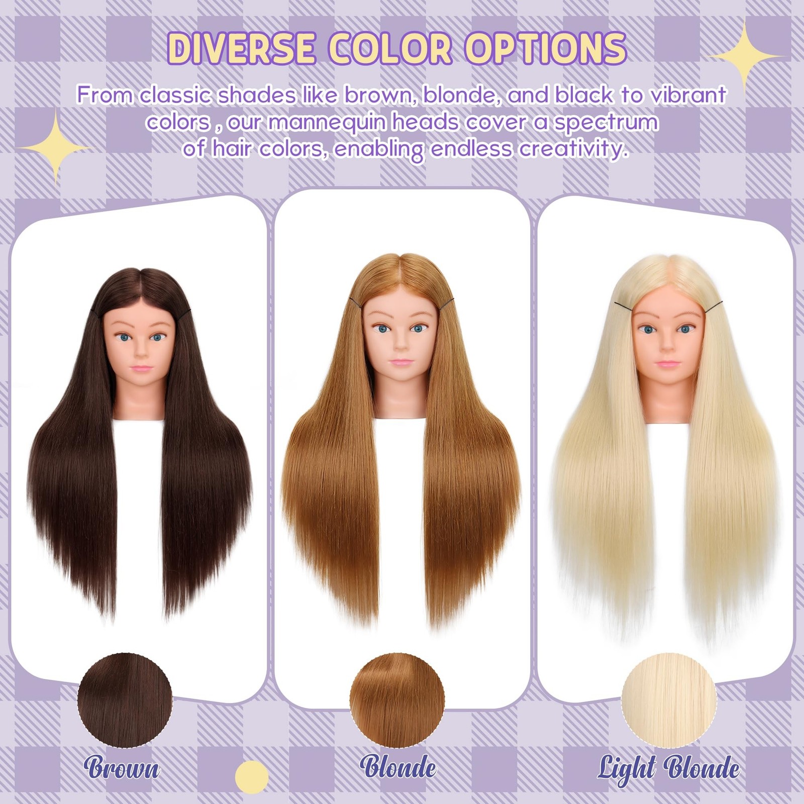 Mannequin Head with 80% Real Hair for Cosmetology, 26-28″ Light Brown Hairdre…