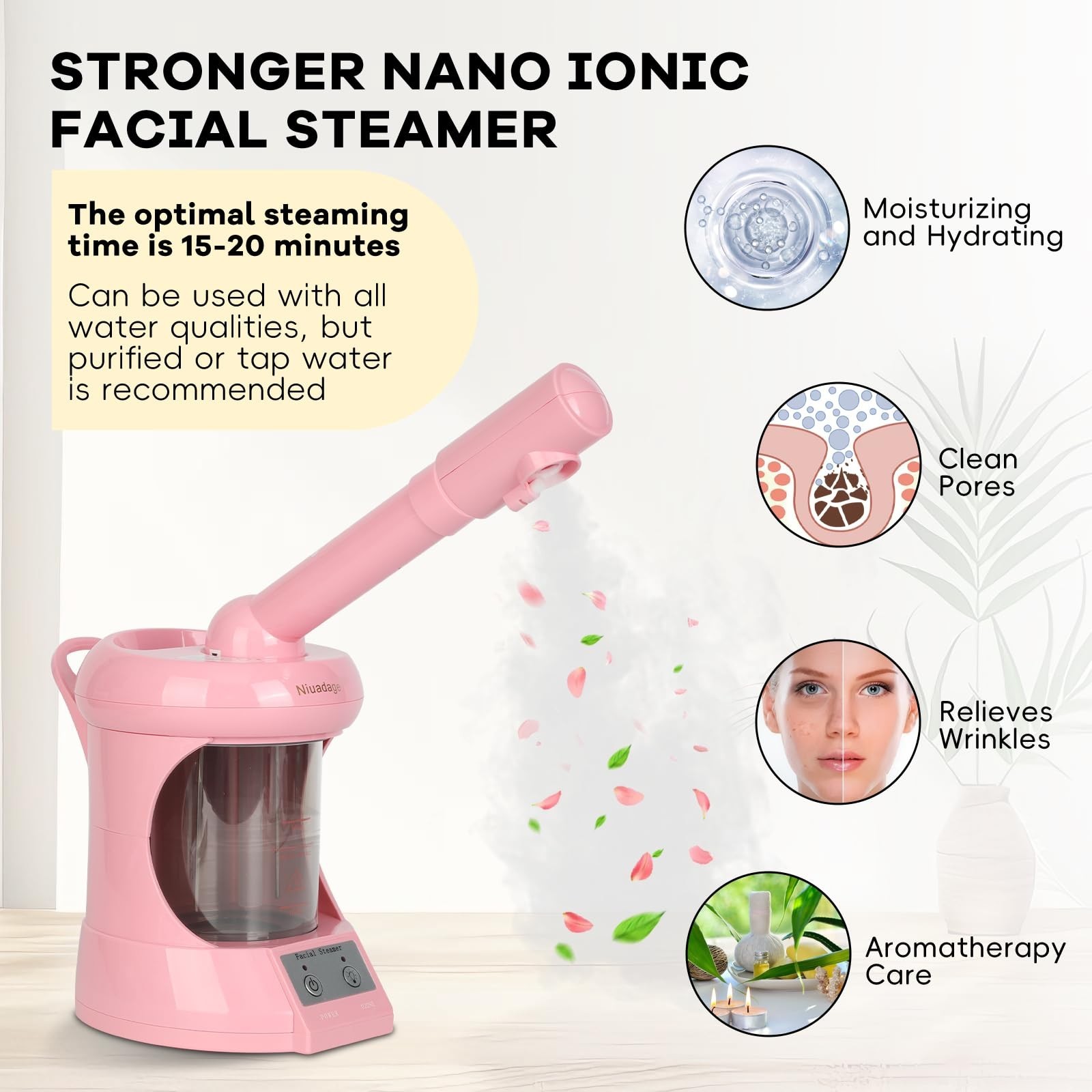 Facial Steamer Nano Ionic Face Steamer with Extendable Arm, Portable Face Ste…