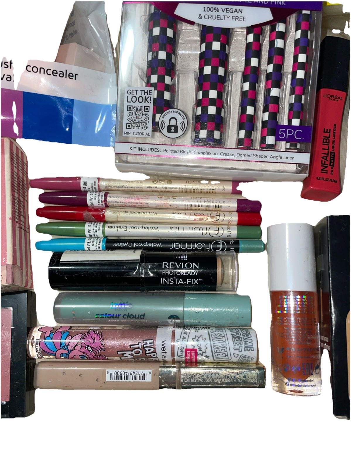 23 Piece Mixed Makeup Lot Revlon L’Oréal NYX Flormar Covergirl Mane N Tail Murra