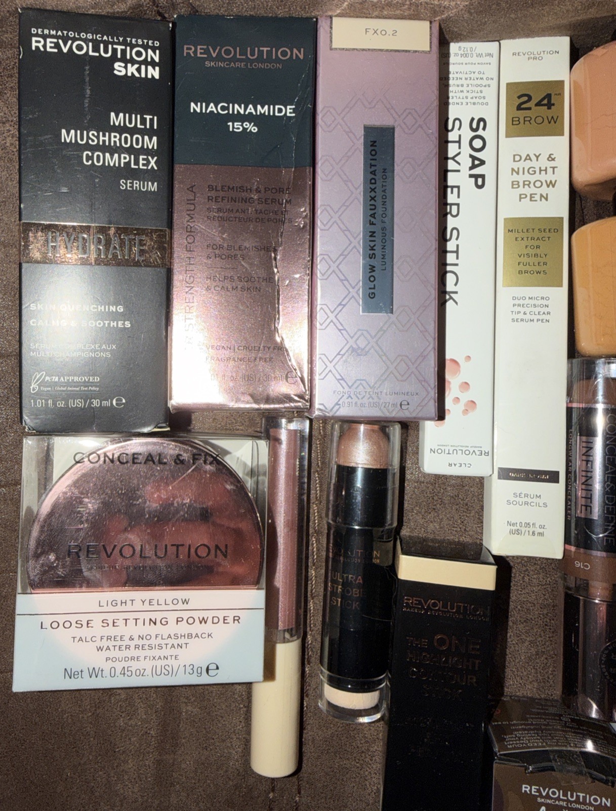 Lot Of 37 Makeup Revolution Concealer, Powder, Foundation New