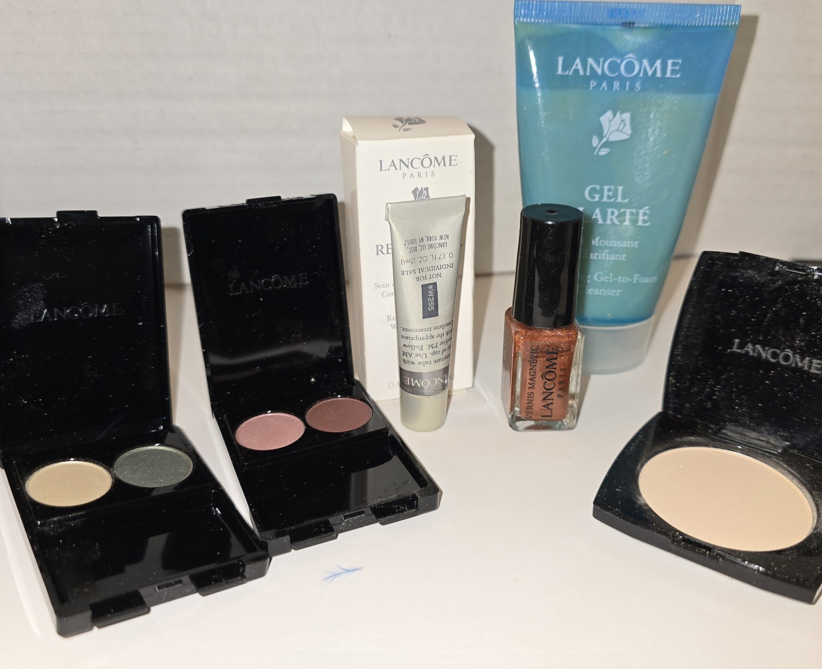 Lancome Travel/sample size lot, Eyecream, Eyeshadow, face Powder, Nail Polish
