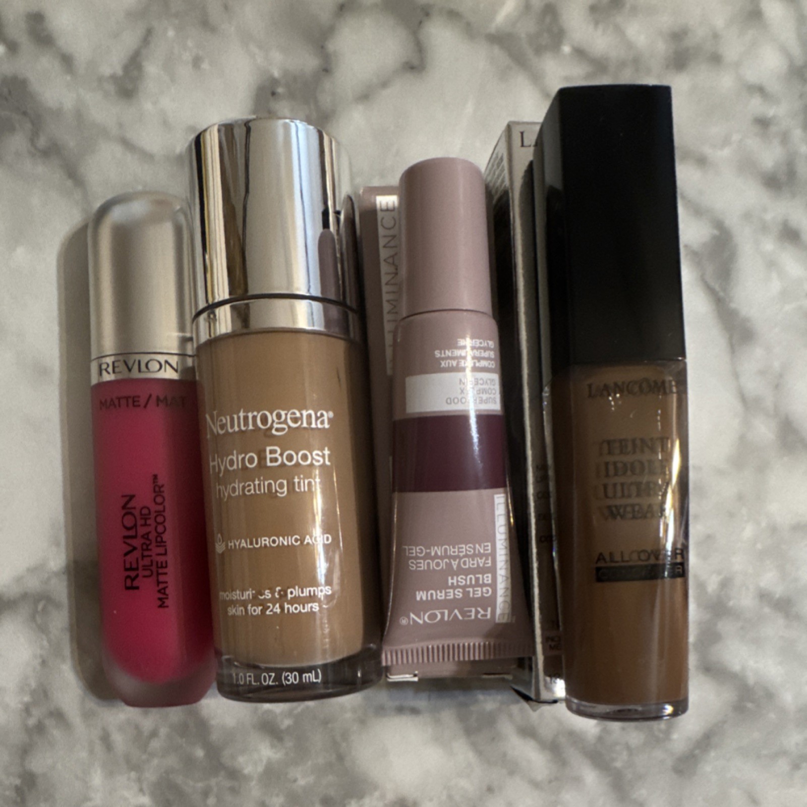 Revlon, Neutrogena & Lancôme Makeup Lot Hydrating Lipcolor, Tint, Blush