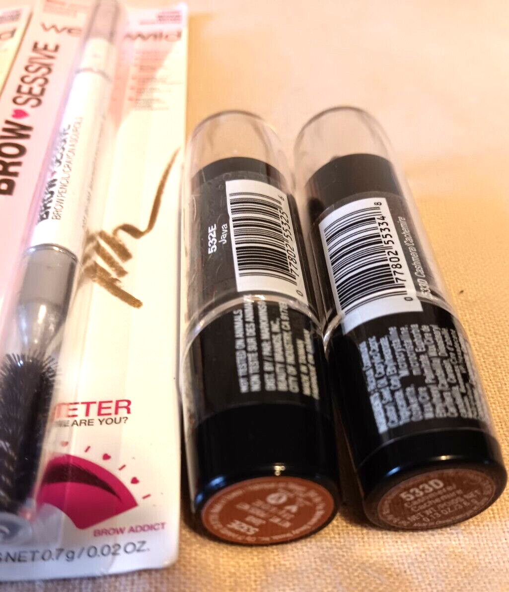 Wet n Wild Lot Medium Brown Brow Sessive Eye Pencil Eyeshadow Blush Lipstick