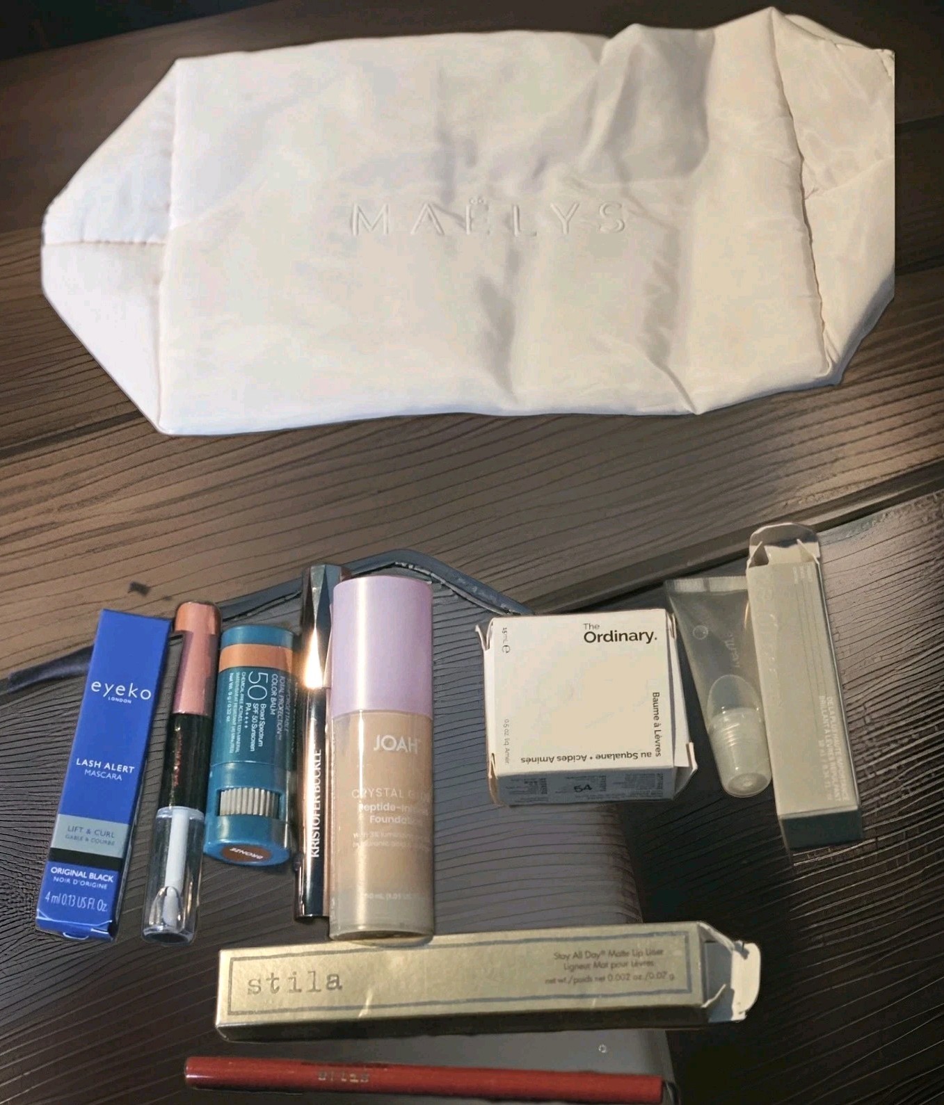 Joah Stila The Ordinary Eyeko Beauty Bundle 10 Pc + Maelys Cosmetic Bag New