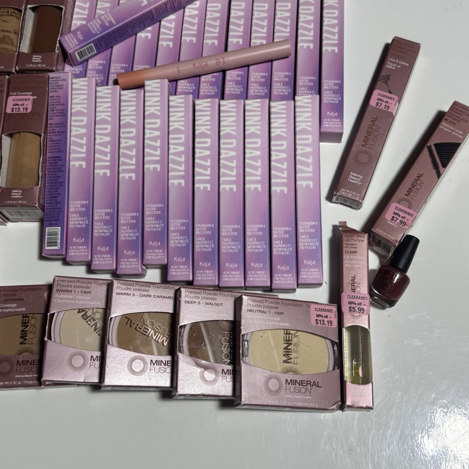 43Pc Mineral Fusion Lot Liquid / Powder Foundation Eyeshadow Mascara Nail Polish