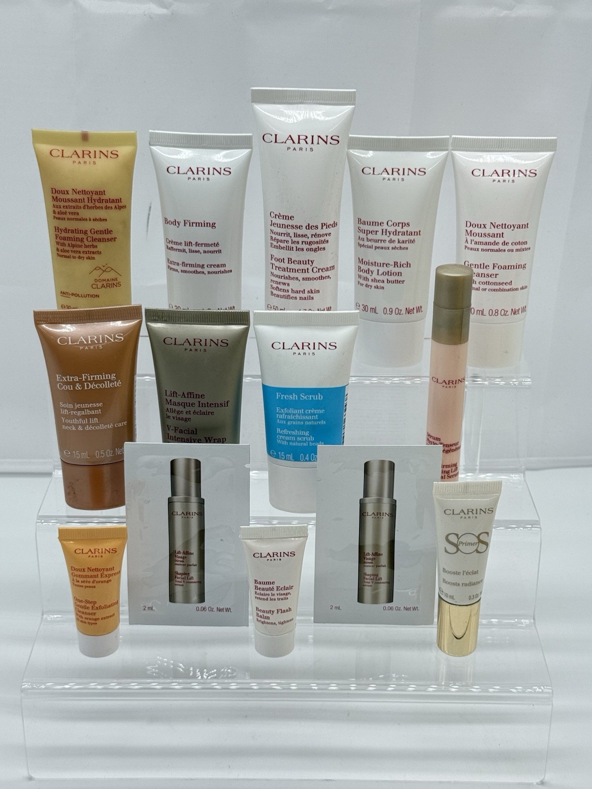 LOT OF 14 CLARINS PARIS HYDRATING MOISTURE GENTLE FOAMING BEAUTY PRODUCTS