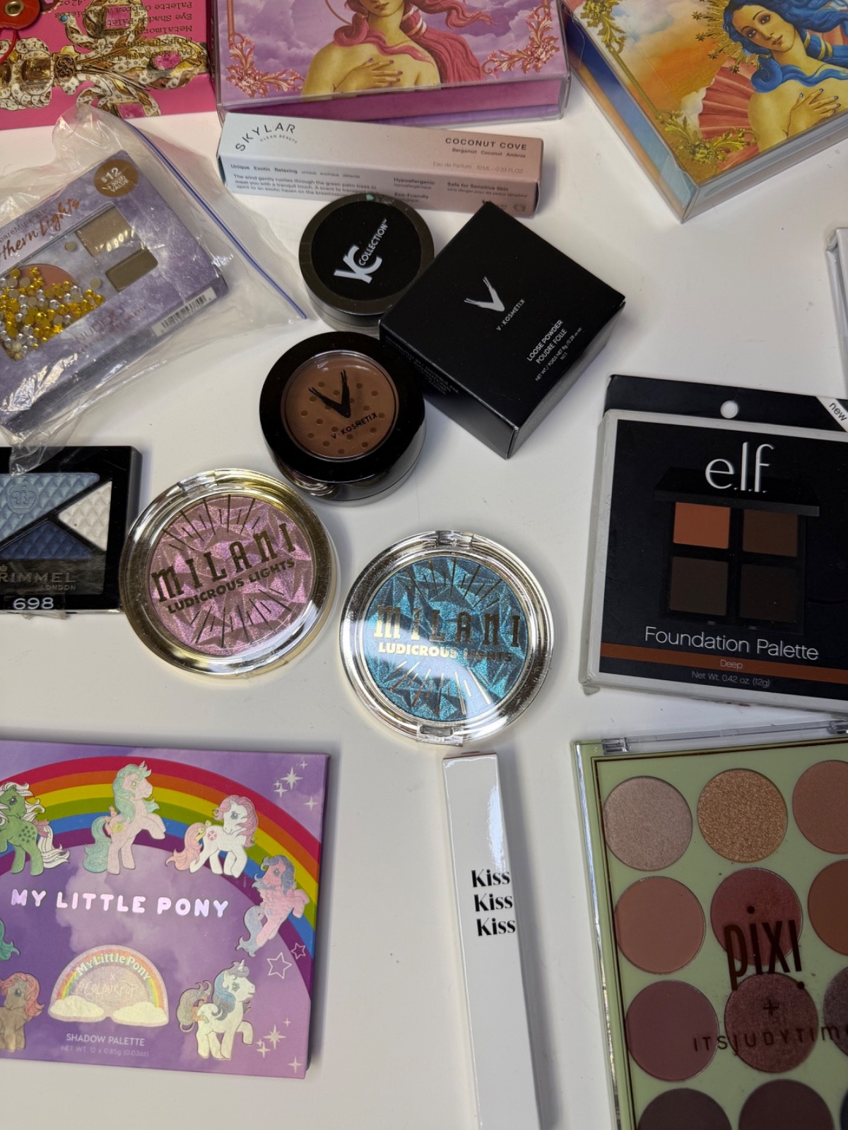 Large Makeup Bundle Lot Eyeshadow Palettes ColourPop PUR Lime Crime Pixi ELF & M