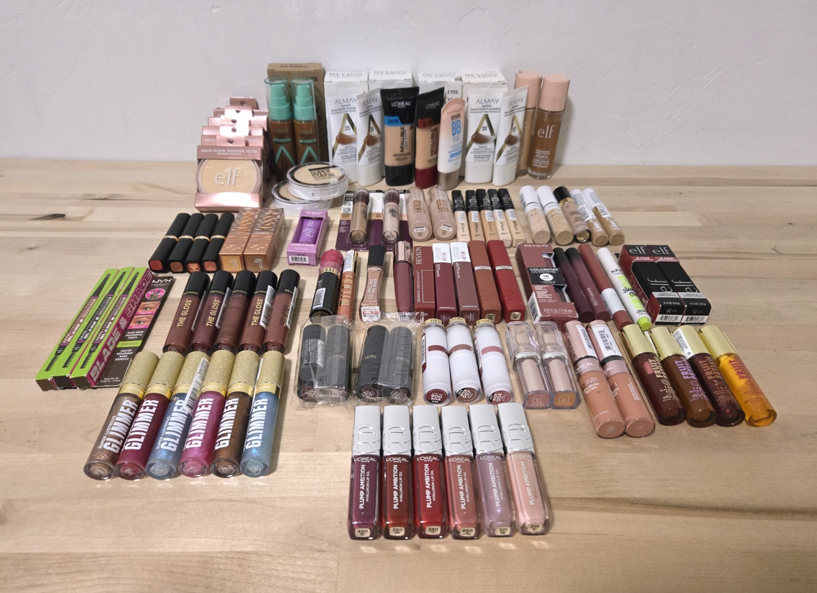 100 Pc Mixed Makeup Wholesale Lot – Revlon Elf Maybelline L’Oreal Milani Nyx