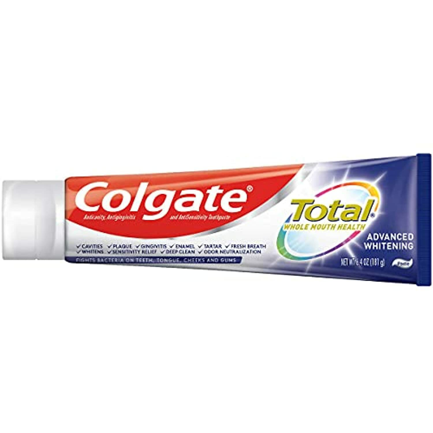 Colgate Total Advanced Whitening Toothpaste, 6.4 oz, 5-Pack | Vegan | Gluten