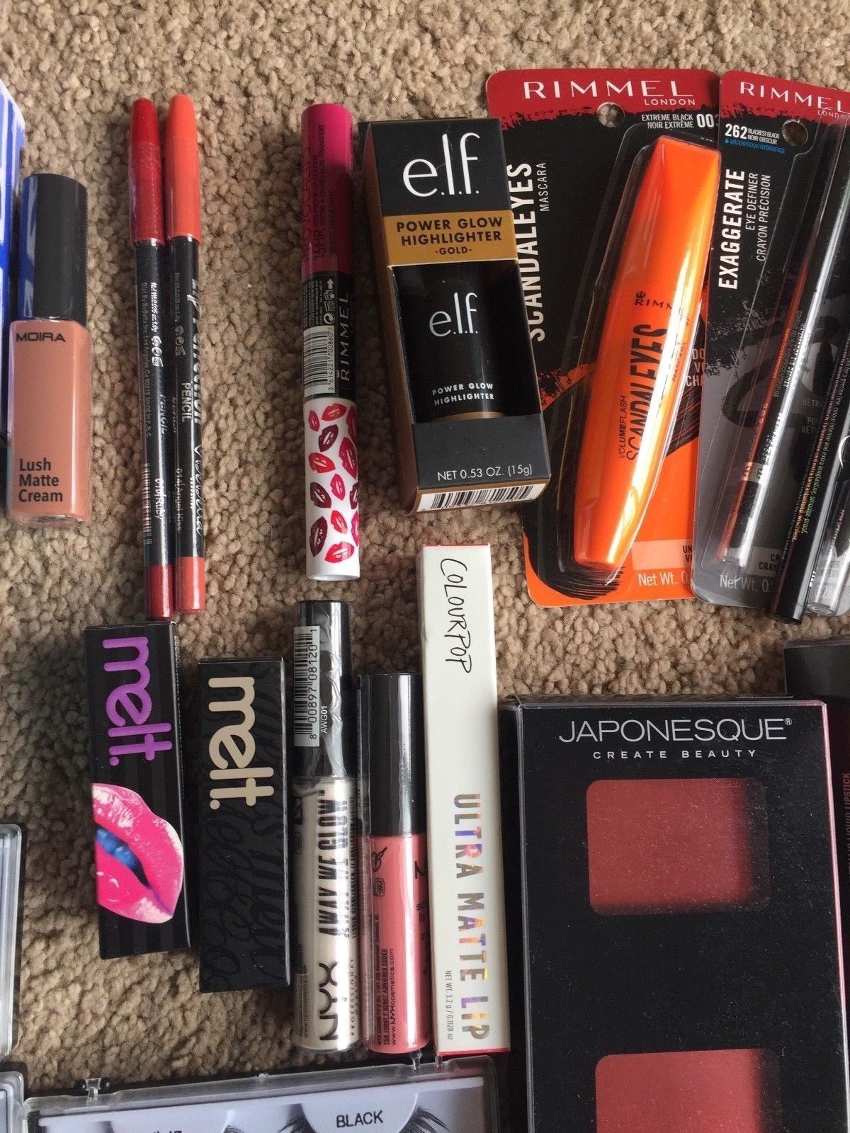 LOT OF 27 PCS MAKE UP GREAT MIX, NO REPEATS! NYX ! RIMMEL ! MELT COSMETICS