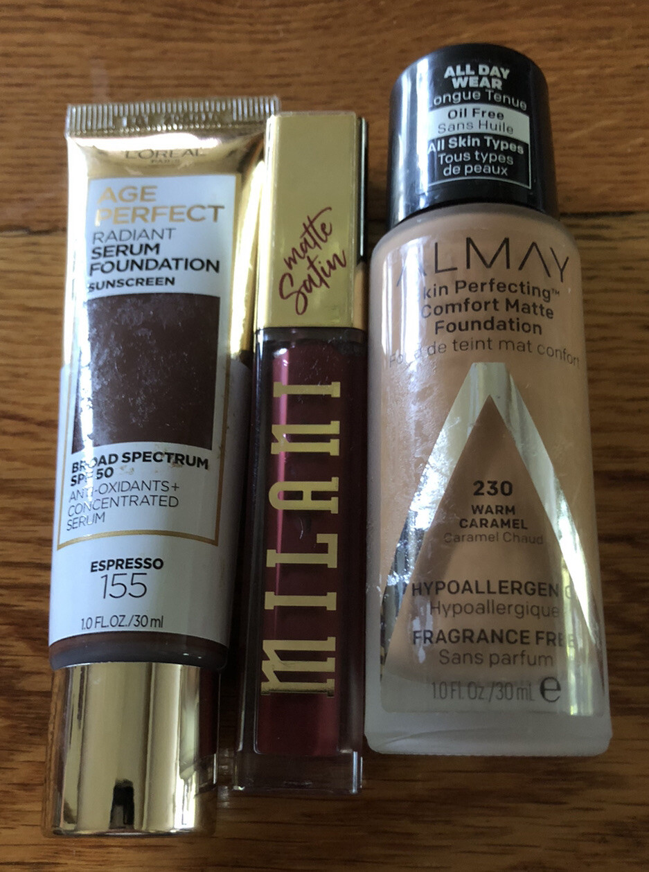 Makeup Lot of 3 – Almay Liquid Foundation, Milani Lip Cream, Loreal Serum