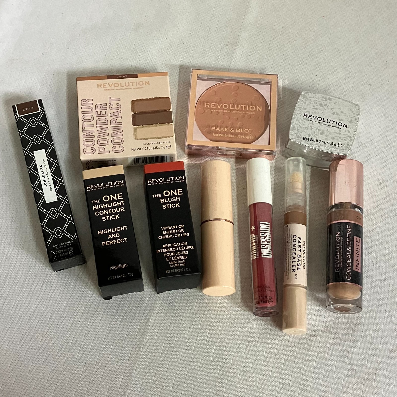 Revolution Concealers Lipsticks Blush Powder Primer & More Makeup Lot Of 10 New