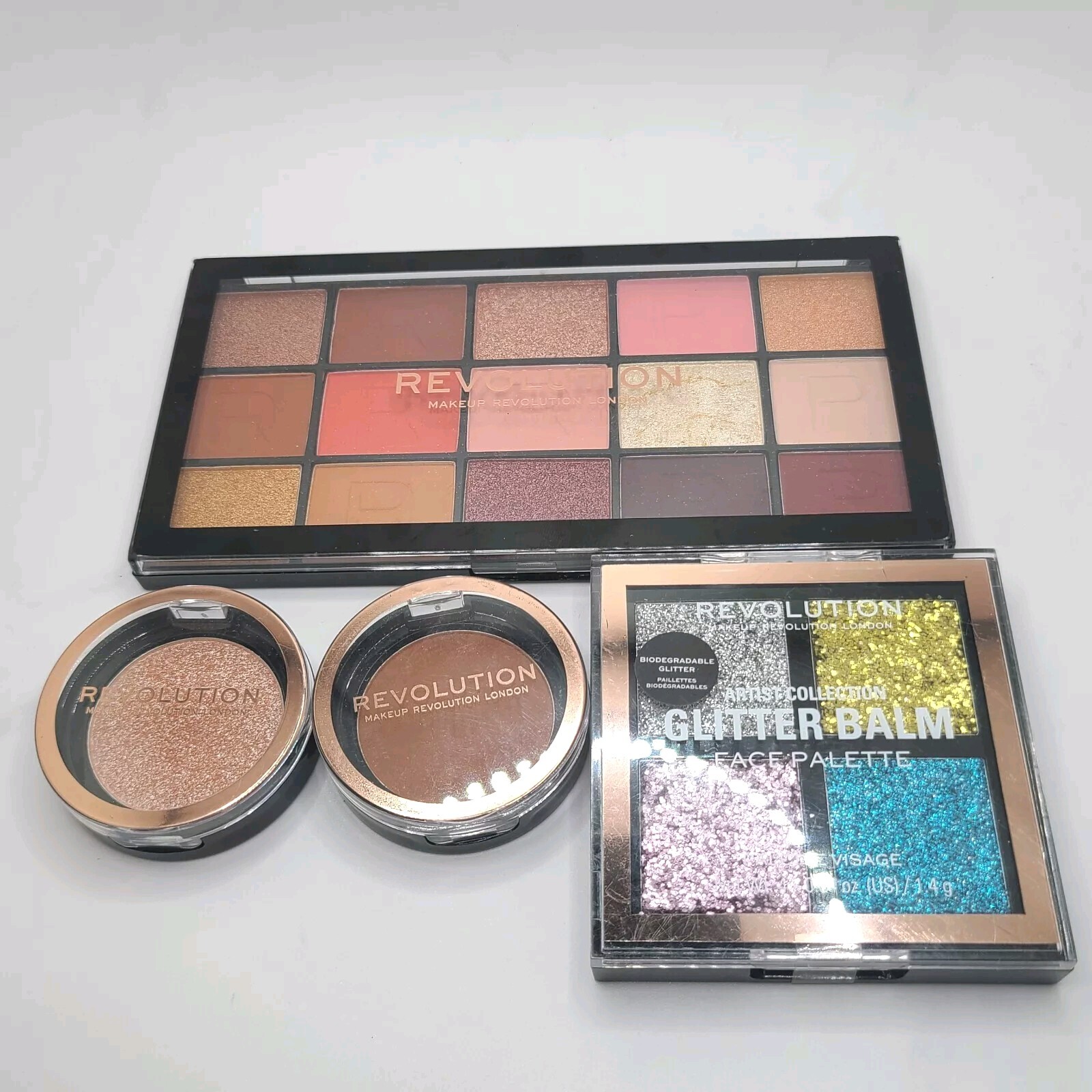 Revolution Makeup Mixed LOT OF 14 Eyes, Lips, Face – Palettes & Compacts READ