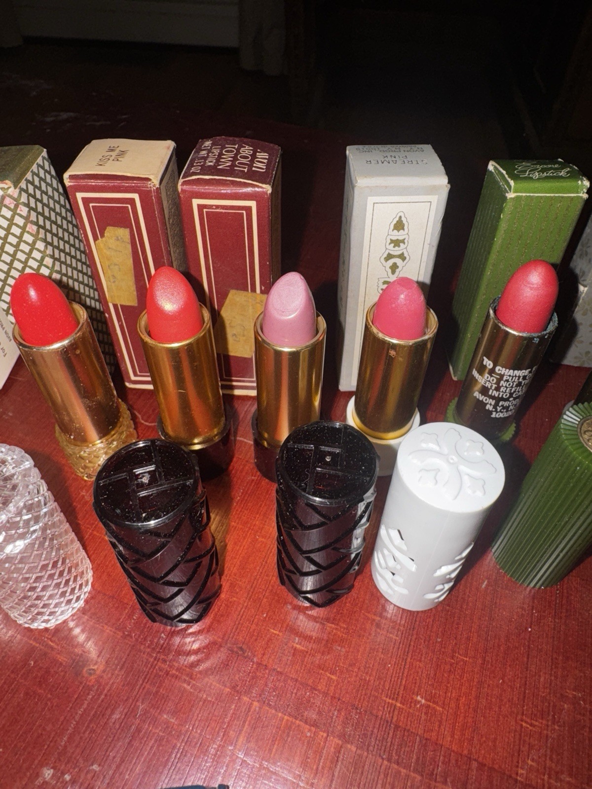 Lot 14 Vintage Avon Encore Lipstick, Perfumed Demistik, Crystal Eyeshadow 70s