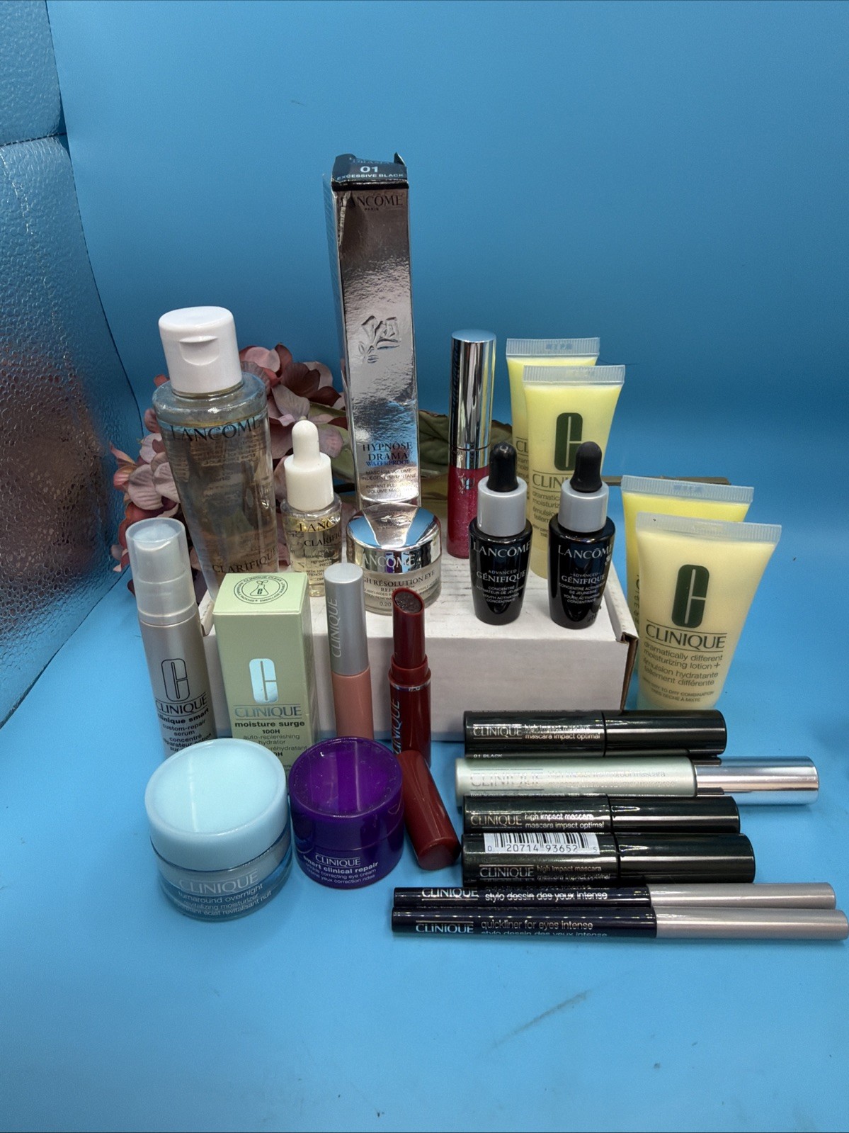 24 Piece Lot Of Lancome & Clinique Travel / Sample Sizes Skincare Makeup