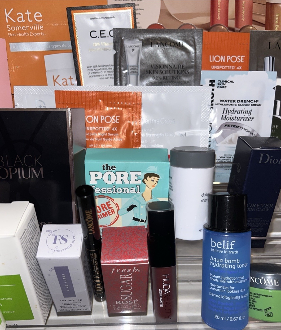 Makeup Skin Perfume & Haircare Luxury Lot Of 35 Travel, Sample, Trial Size