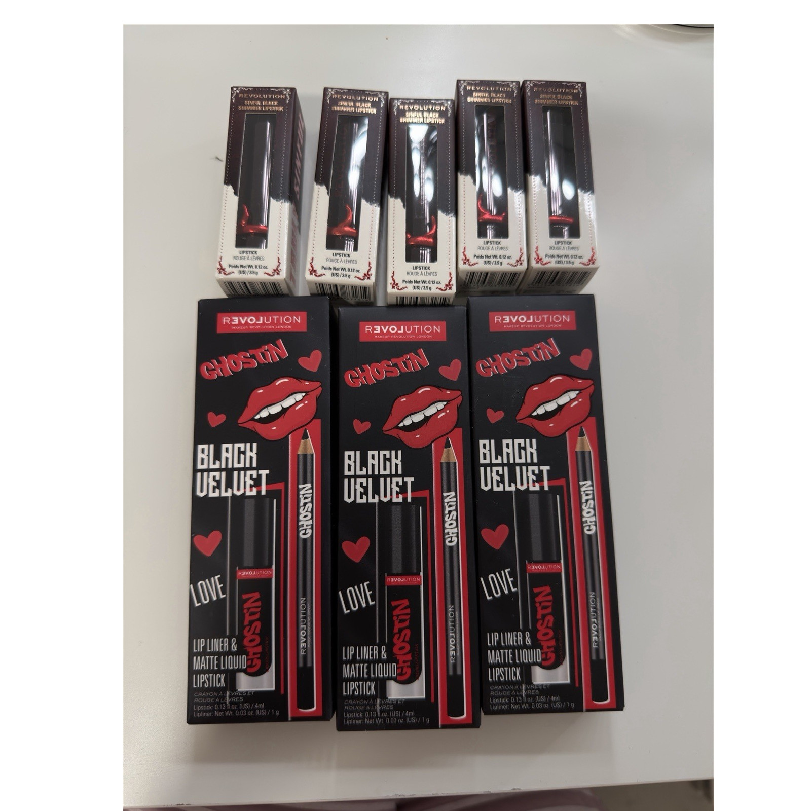 Revolution Beauty London Ghostin & Sinful Lipsticks Liners Shimmer Matte black