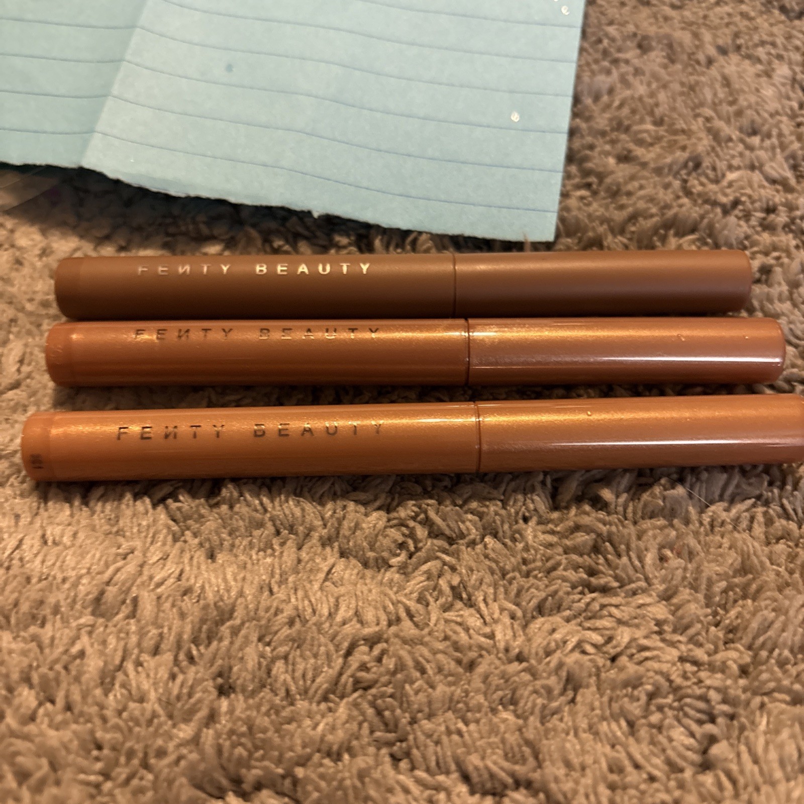 New No Box Fenty Beauty Shadow Sticks Lot: 1 Fizzy Frose 1 Shroom Mate 1 Bellini