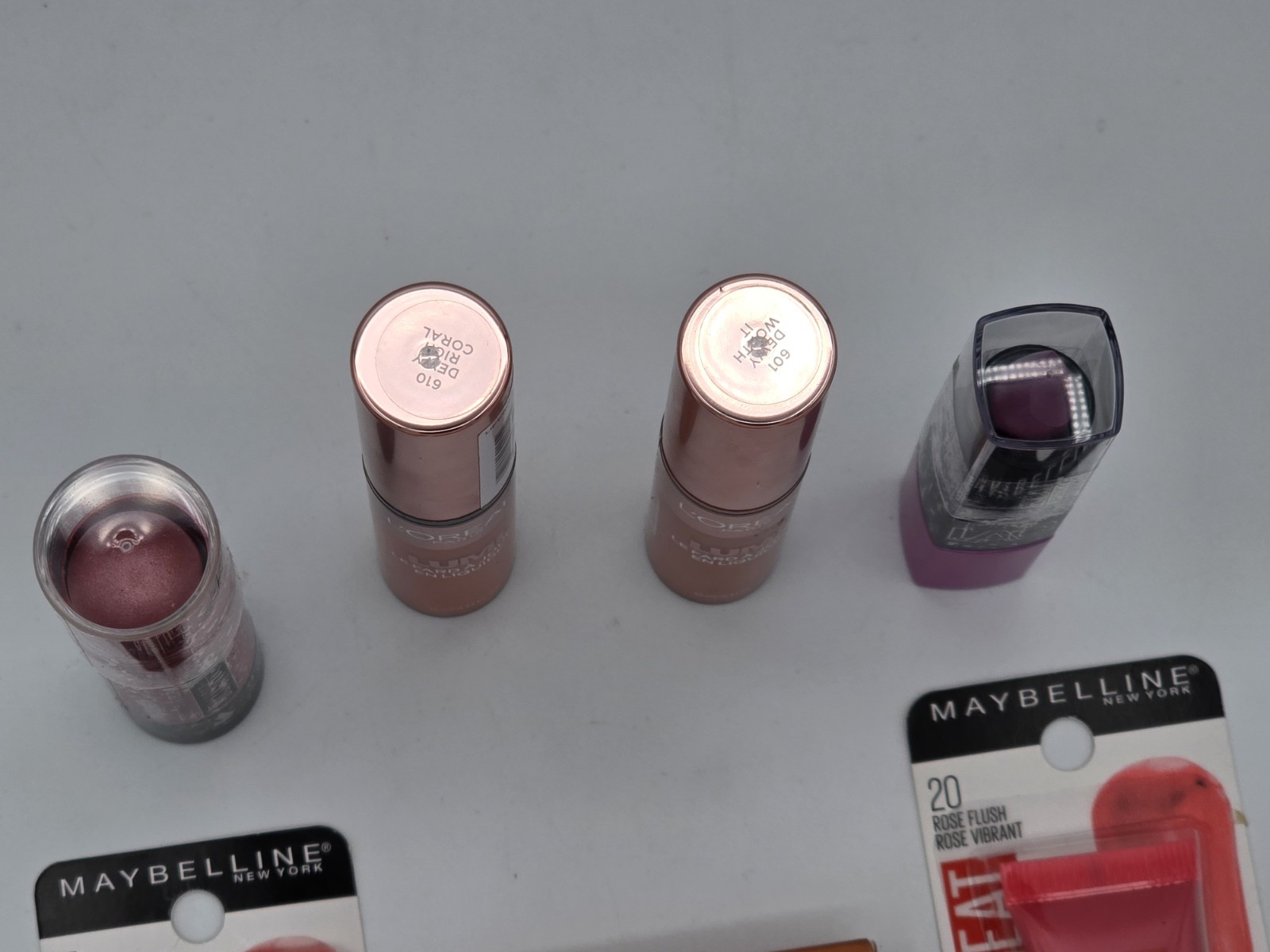 9 Lot Assorted Lipstick Blush Foundation Make-Up Products Mixed Brands-Some Open