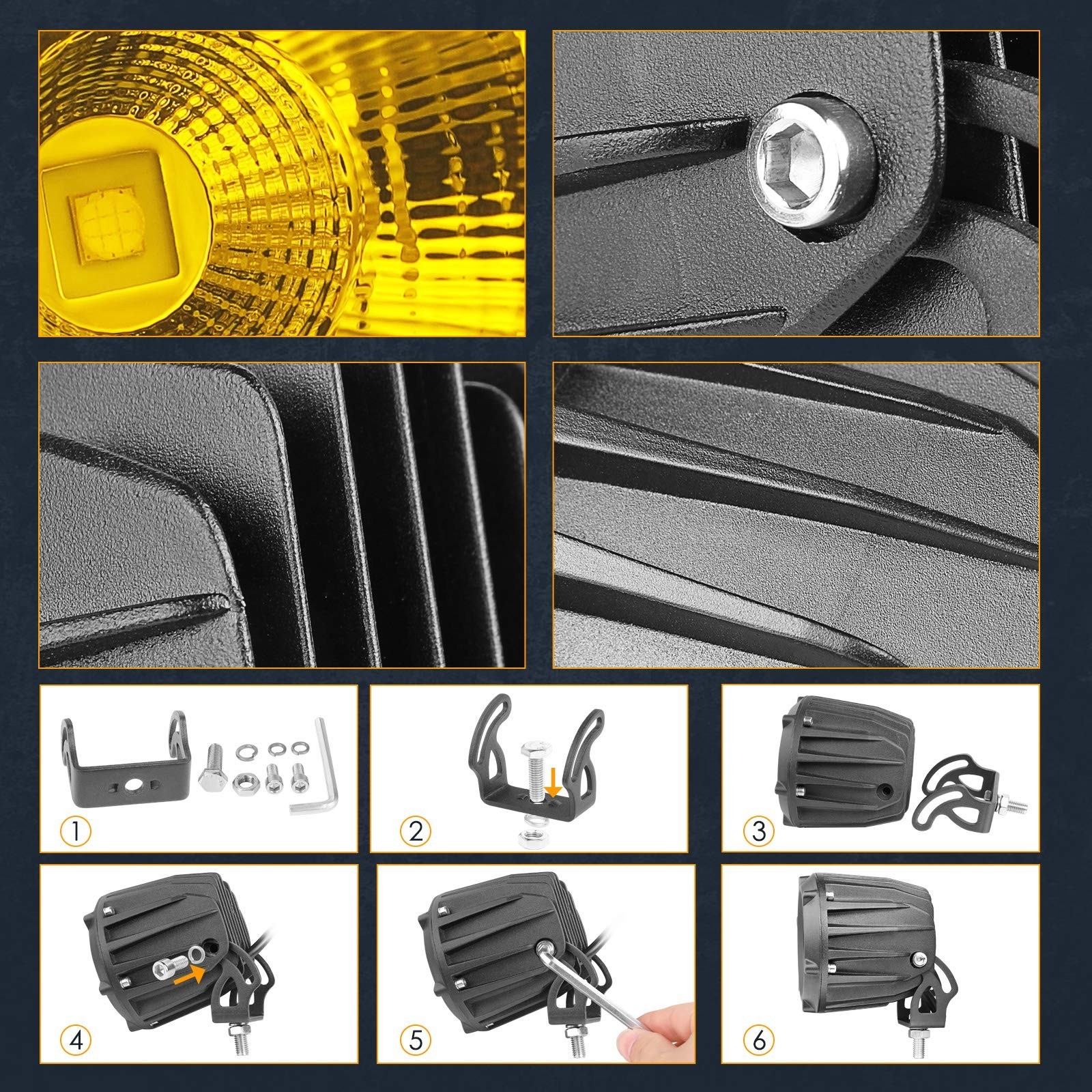 LED Driving Lights Amber, Nirider 2PCS 50W Round 3.5 Inch Fog Lights Yellow S…